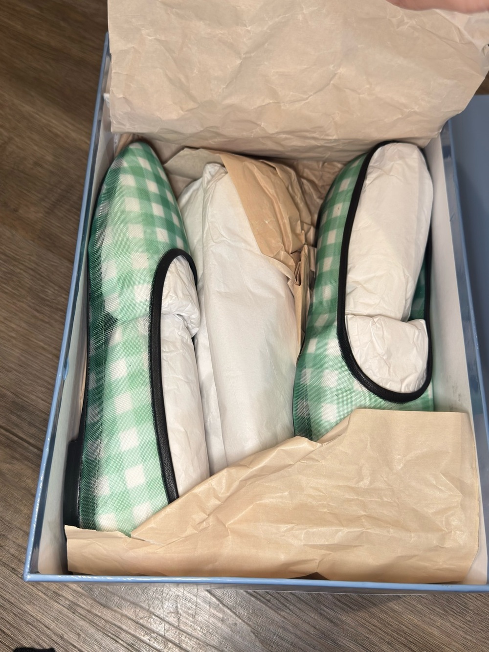 STAUD Alba Jade Gingham Mesh Ballet Flats - Picture 13 of 15